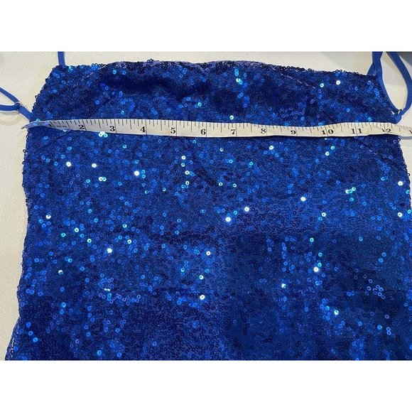 Lucy in the Sky Women Starstruck Strappy Sequin Dress Backless Lapis Blue Medium - Picture 11 of 11